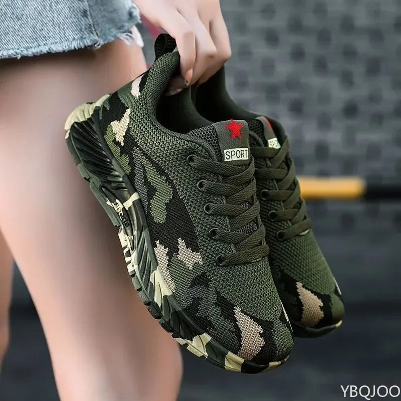 Chaussures de sport en maille camouflage pour hommes, chaussures décontractées durables, antidérapantes, tennis, randonnée en plein air, chaussures plates légères, baskets
