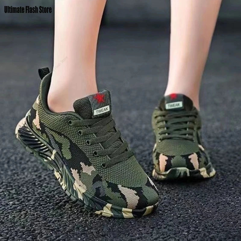 Chaussures de sport en maille camouflage pour hommes, chaussures décontractées durables, antidérapantes, tennis, randonnée en plein air, chaussures plates légères, baskets
