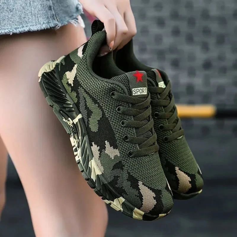 Chaussures de sport en maille camouflage pour hommes, chaussures décontractées durables, antidérapantes, tennis, randonnée en plein air, chaussures plates légères, baskets