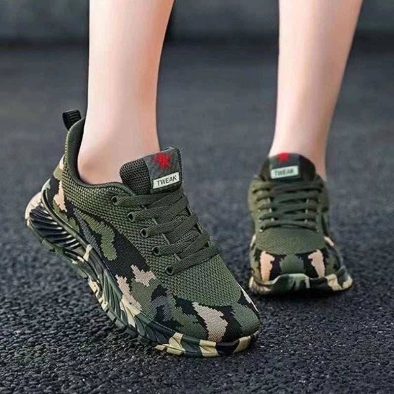 Chaussures de sport en maille camouflage pour hommes, chaussures décontractées durables, antidérapantes, tennis, randonnée en plein air, chaussures plates légères, baskets