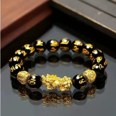 Bracelet de perles et de suerte FengShui, bracelet de perles Pixiu d'obsidienne noire Feng Shui, bracelet de perles de bouddha porte-bonheur