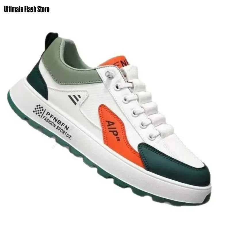 Baskets à semelle épaisse pour hommes, chaussures de sport de créateur, mode décontractée, cuir, fibre, respirantes, augmentant la hauteur, chaussures plates à semelle épaisse