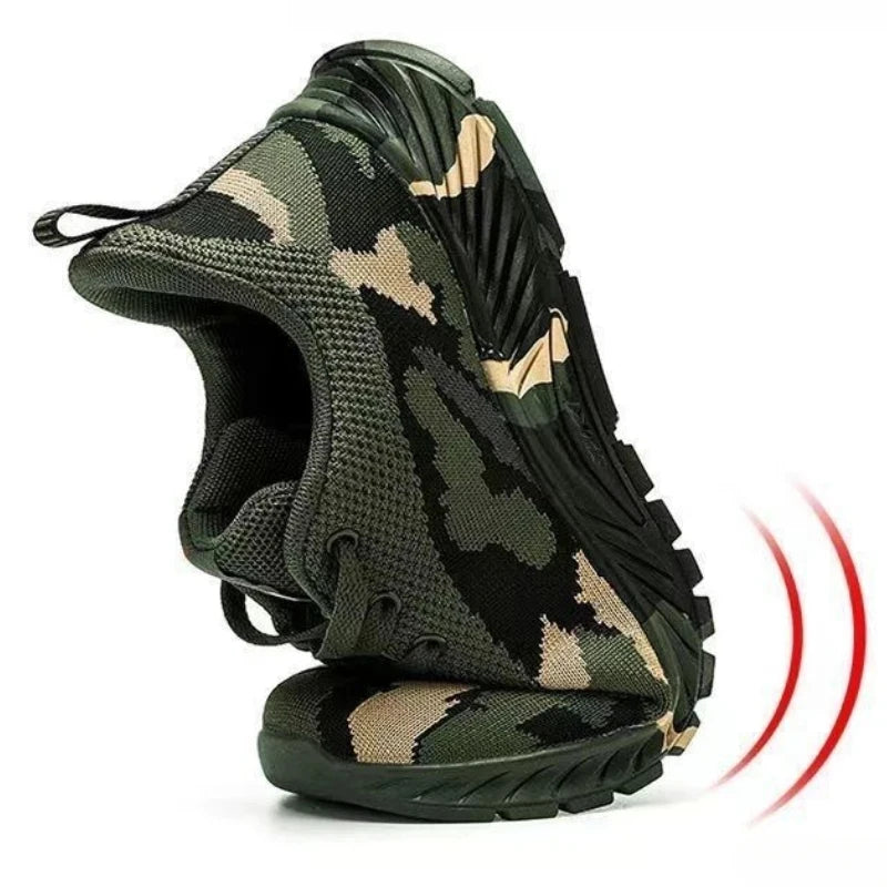Chaussures de sport en maille camouflage pour hommes, chaussures décontractées durables, antidérapantes, tennis, randonnée en plein air, chaussures plates légères, baskets