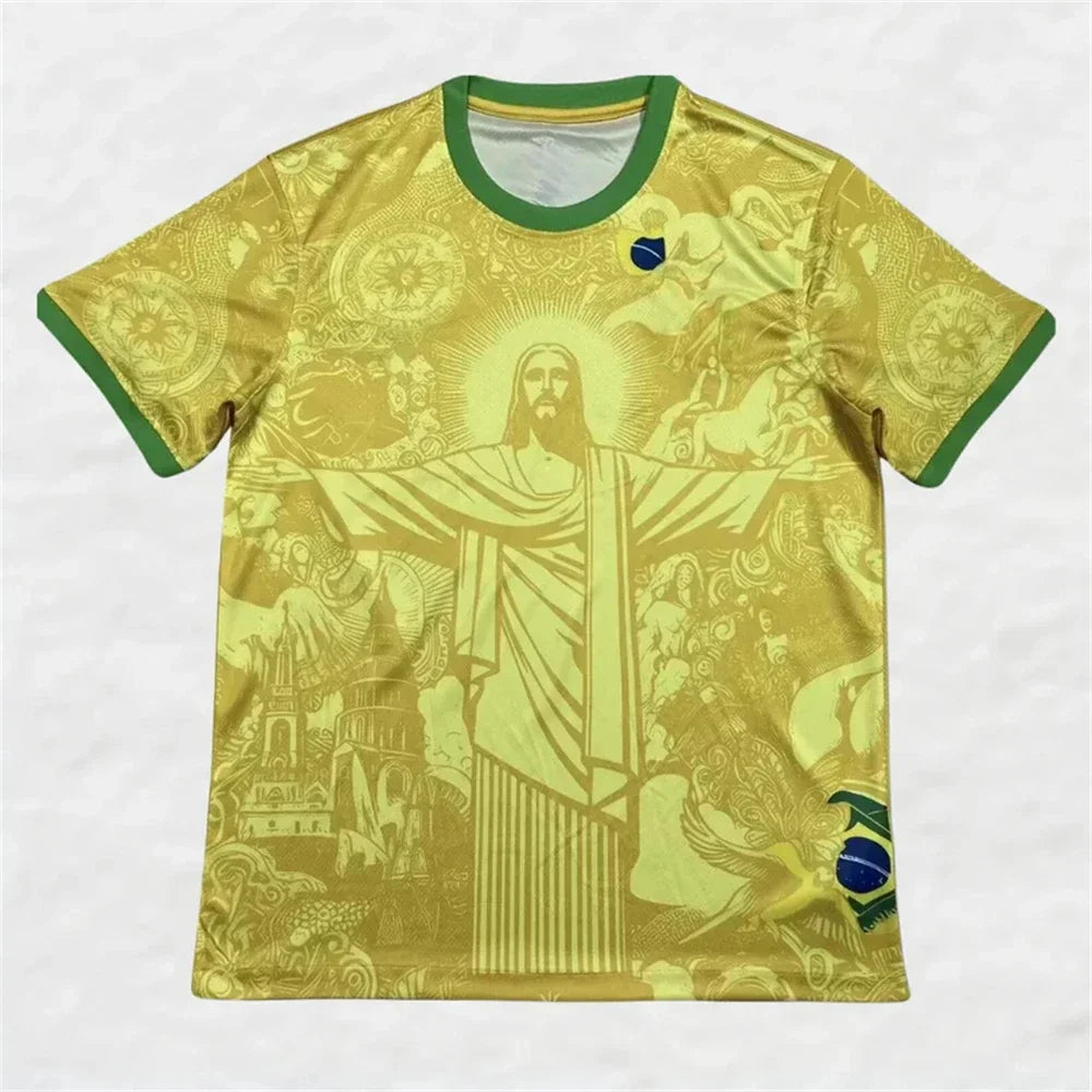 Haut d'entraînement de football d'été, édition spéciale Brésil, maillot de football Jesus noir et gris