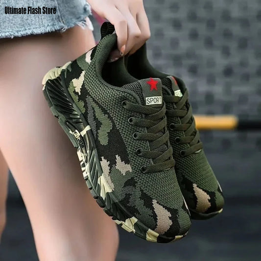 Chaussures de sport en maille camouflage pour hommes, chaussures décontractées durables, antidérapantes, tennis, randonnée en plein air, chaussures plates légères, baskets