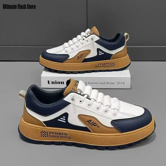 Baskets à semelle épaisse pour hommes, chaussures de sport de créateur, mode décontractée, cuir, fibre, respirantes, augmentant la hauteur, chaussures plates à semelle épaisse